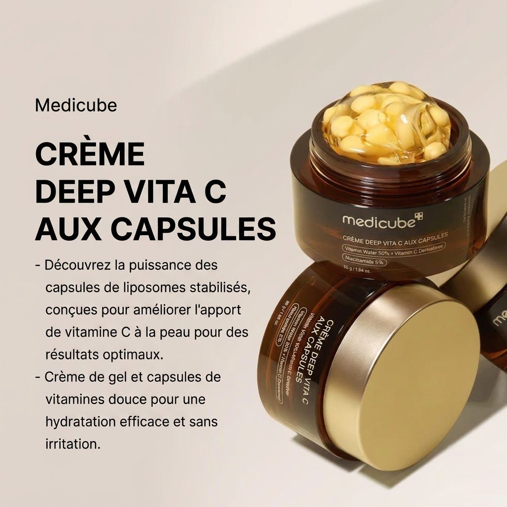 Medicube Crème Deep Vita C aux Capsules — liposomes stabilisés de vitamine C pour un éclat optimal