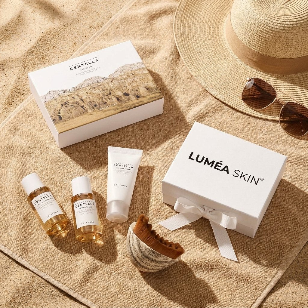 Pack Voyage Centella + Brosse LuméaSkin — plage serviette ete