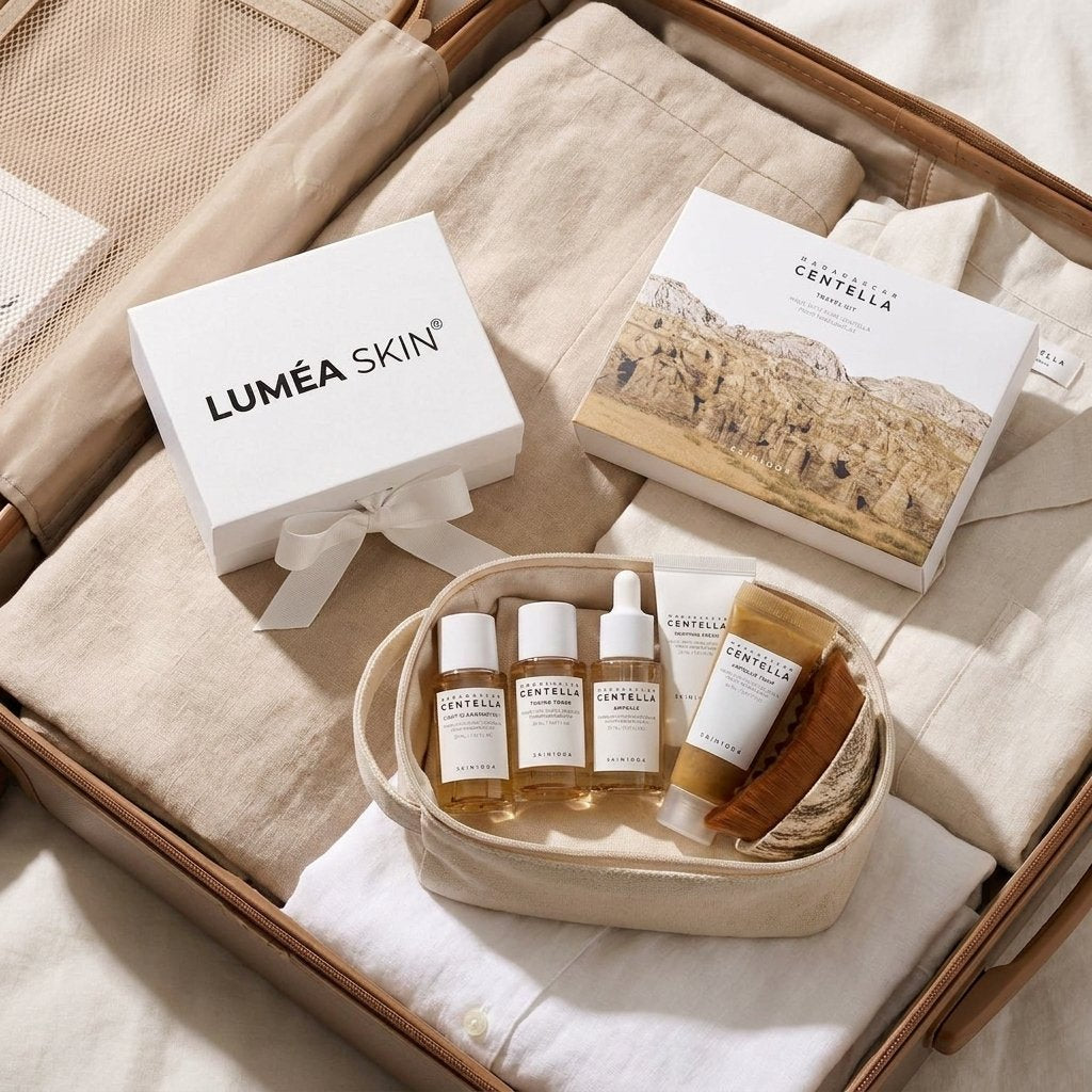 Pack Voyage Centella + Brosse LuméaSkin — valise vacances