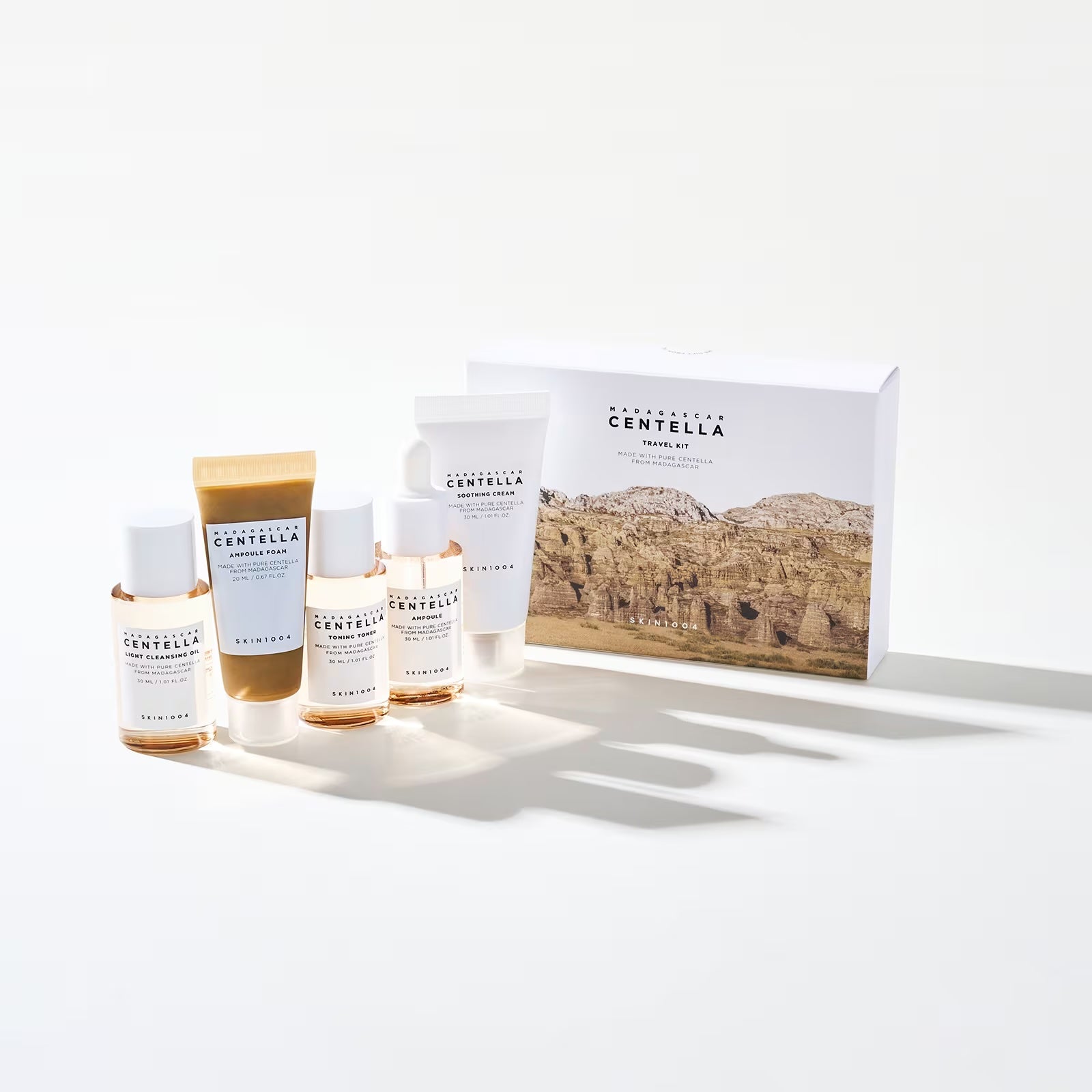 skin1004 centella 5 produits ampoule toner huile demaquillante voyage